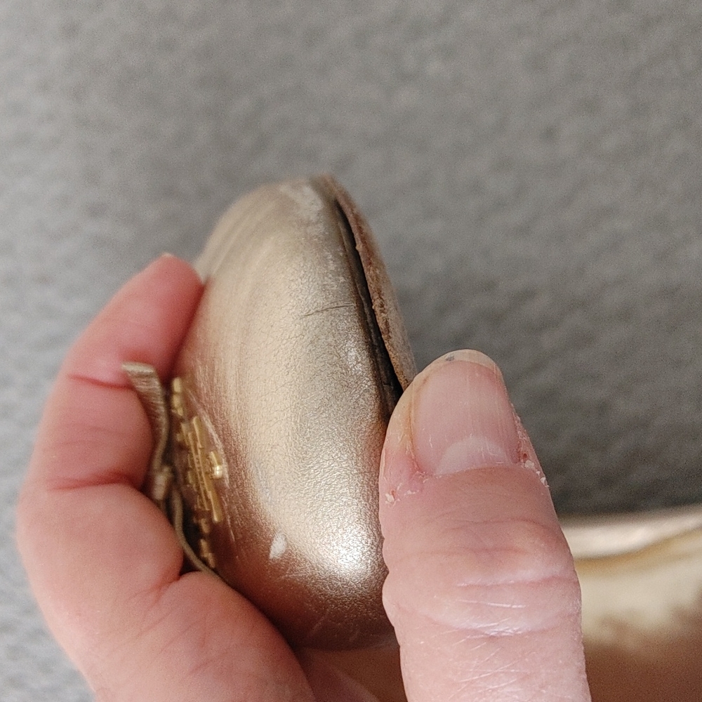 Prada Metallic Gold Leather Ballet Flats with Logo - Picture 11 of 15